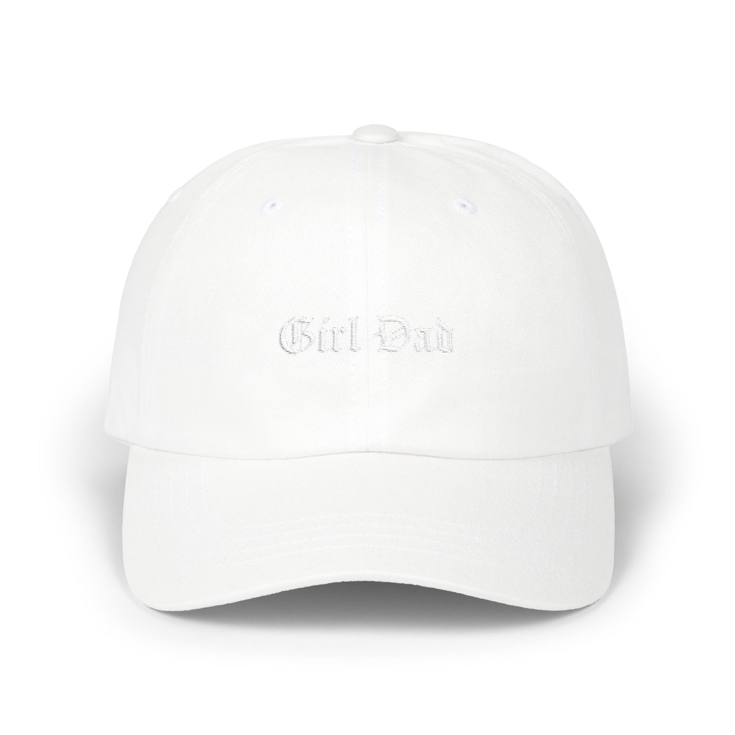 Classic Dad Cap — Minimal Embroidered White Baseball Hat